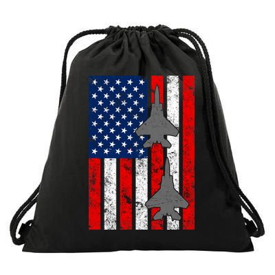 US Air Force Jets Distressed Flag Drawstring Bag