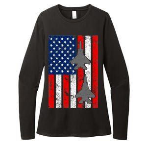 US Air Force Jets Distressed Flag Womens CVC Long Sleeve Shirt