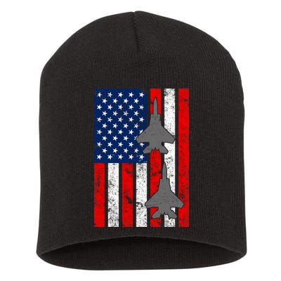 US Air Force Jets Distressed Flag Short Acrylic Beanie