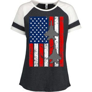 US Air Force Jets Distressed Flag Enza Ladies Jersey Colorblock Tee