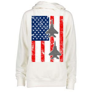 US Air Force Jets Distressed Flag Womens Funnel Neck Pullover Hood