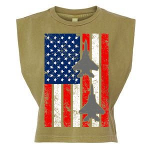 US Air Force Jets Distressed Flag Garment-Dyed Women's Muscle Tee