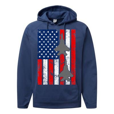 US Air Force Jets Distressed Flag Performance Fleece Hoodie