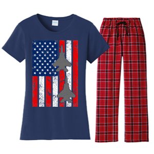 US Air Force Jets Distressed Flag Women's Flannel Pajama Set