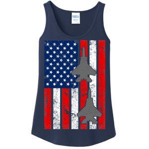 US Air Force Jets Distressed Flag Ladies Essential Tank