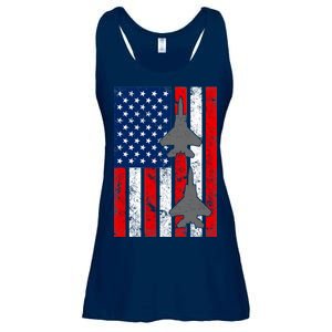 US Air Force Jets Distressed Flag Ladies Essential Flowy Tank