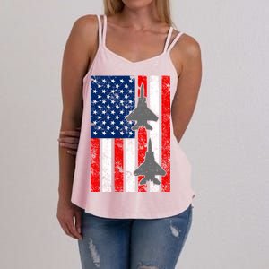 US Air Force Jets Distressed Flag Women's Strappy Tank