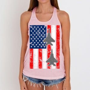 US Air Force Jets Distressed Flag Women's Knotted Racerback Tank