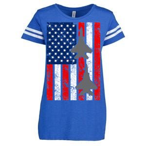 US Air Force Jets Distressed Flag Enza Ladies Jersey Football T-Shirt