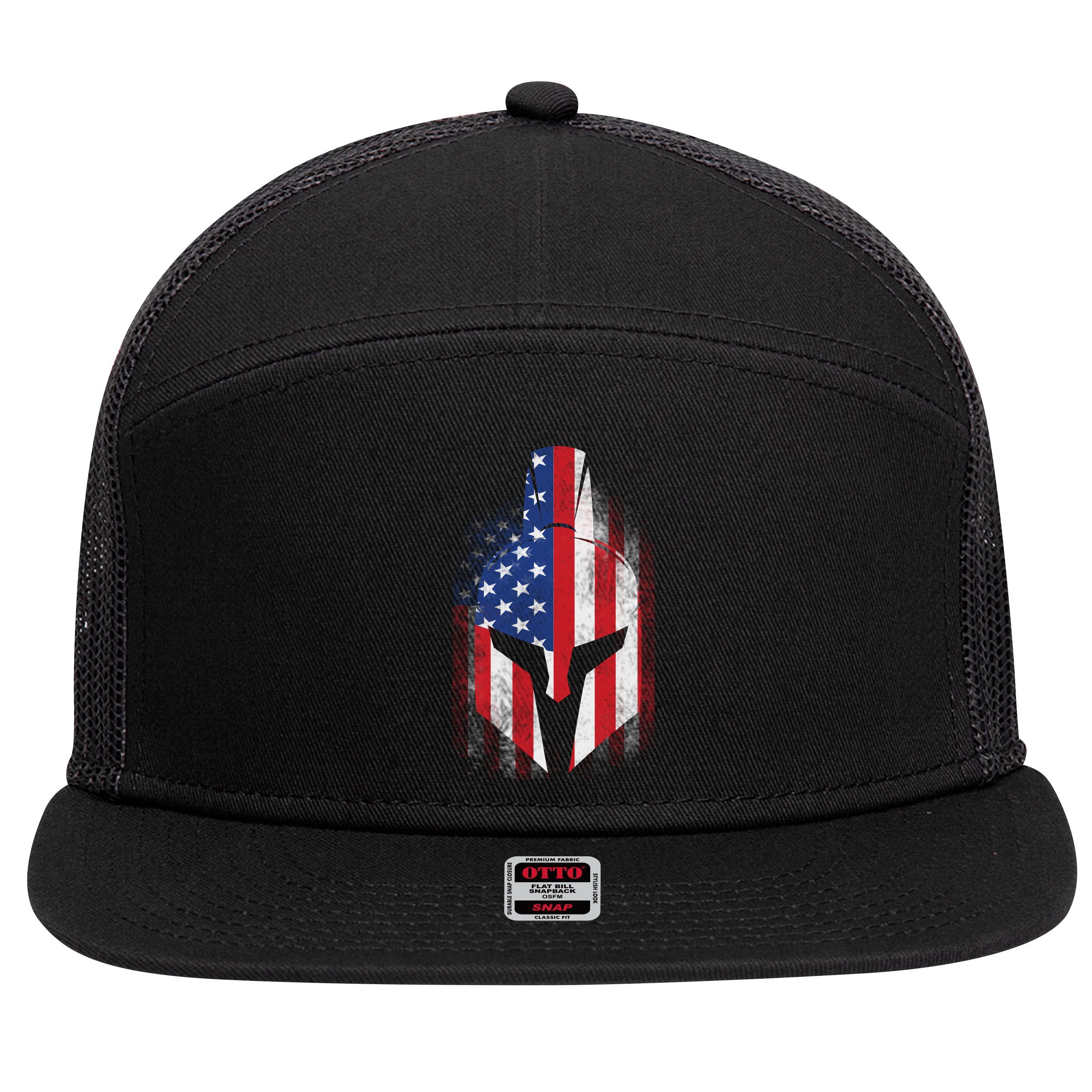 US American Spartan 7 Panel Mesh Trucker Snapback Hat