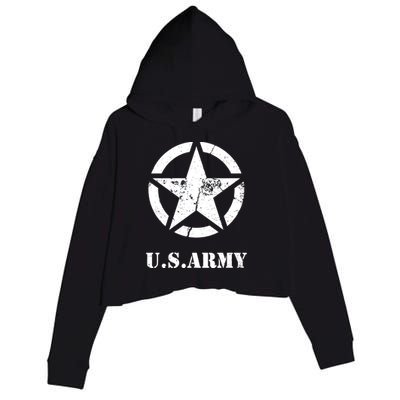 US Army Vintage Logo Crop Fleece Hoodie