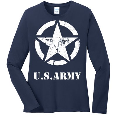 US Army Vintage Logo Ladies Long Sleeve Shirt