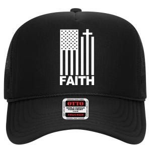 US Christian Cross Flag Faith High Crown Mesh Back Trucker Hat