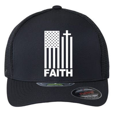 US Christian Cross Flag Faith Flexfit Unipanel Trucker Cap