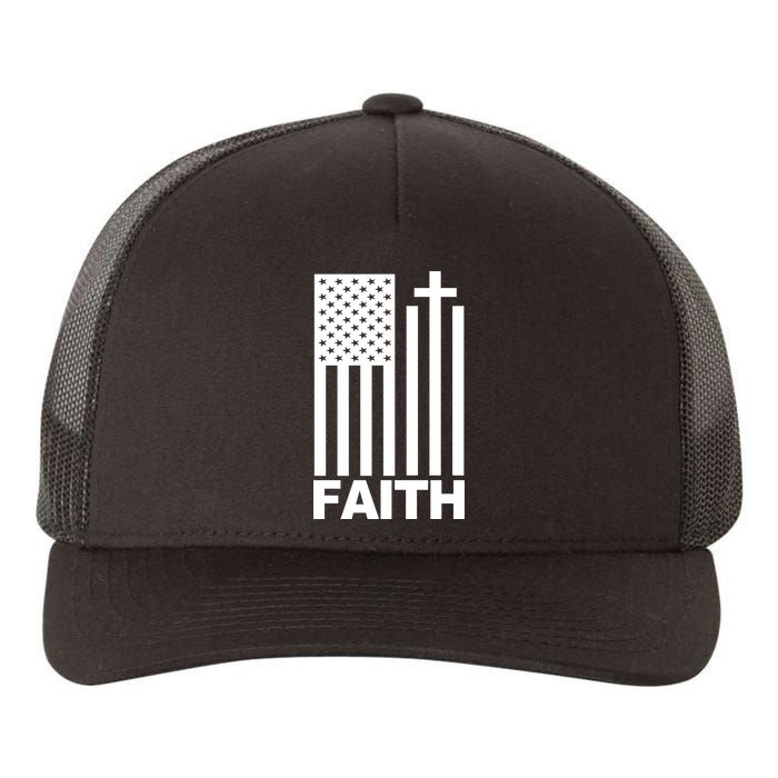 US Christian Cross Flag Faith Yupoong Adult 5-Panel Trucker Hat