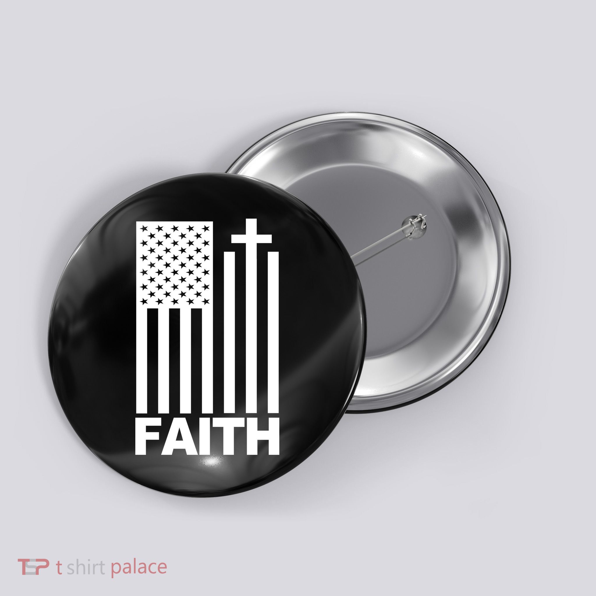 US Christian Cross Flag Faith Button