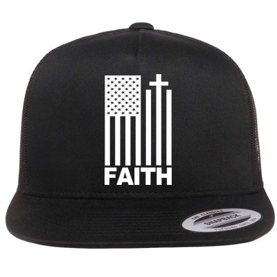 US Christian Cross Flag Faith Flat Bill Trucker Hat