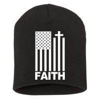 US Christian Cross Flag Faith Short Acrylic Beanie