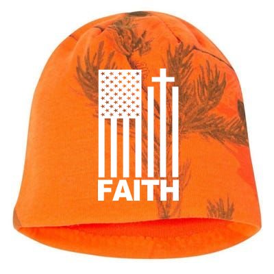 US Christian Cross Flag Faith Kati - Camo Knit Beanie