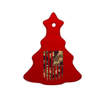 US flag military  Ceramic Tree Ornament