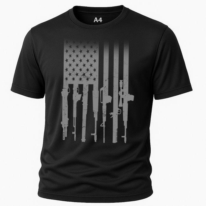 US Gun Flag Cooling Performance Crew T-Shirt
