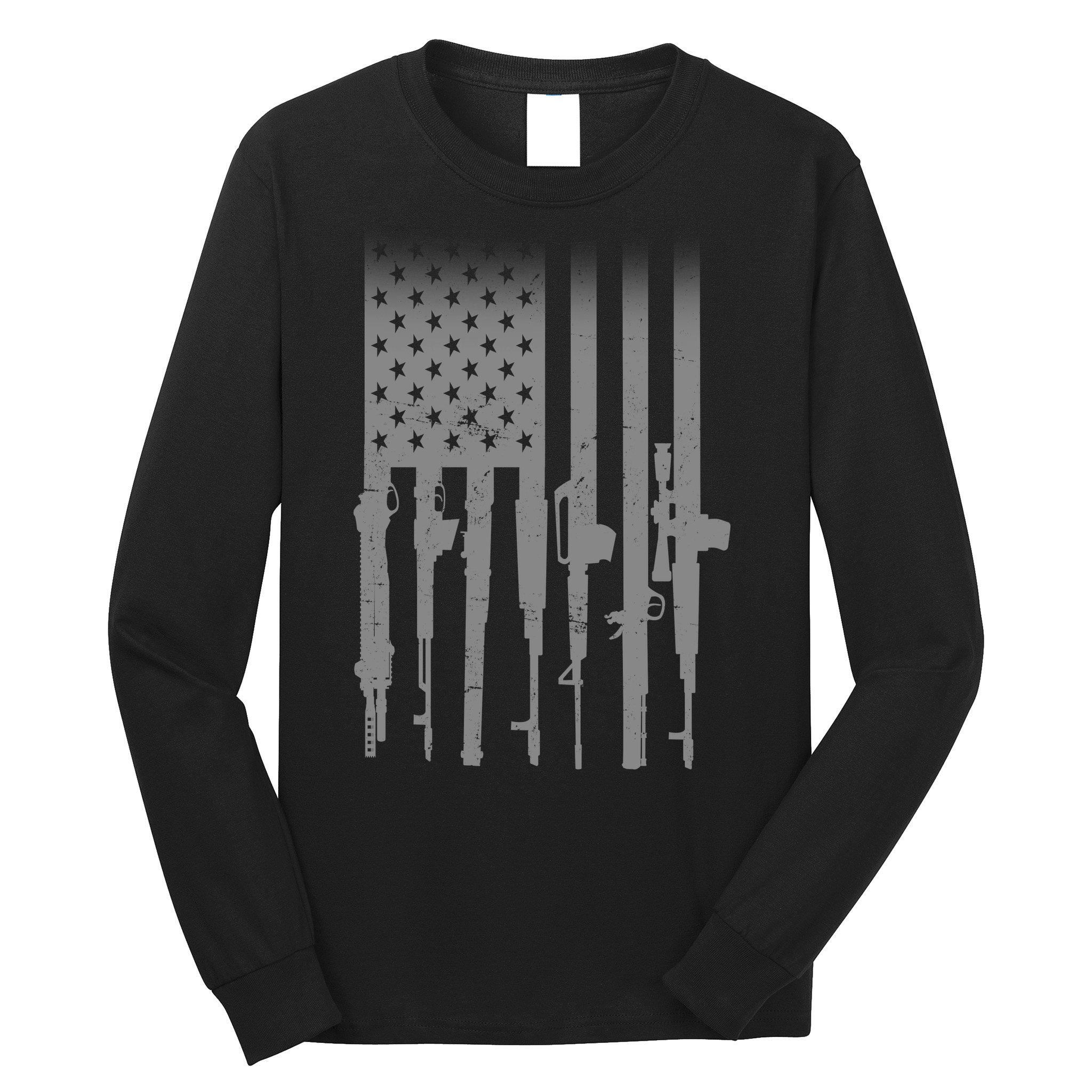 US Gun Flag Long Sleeve Shirt