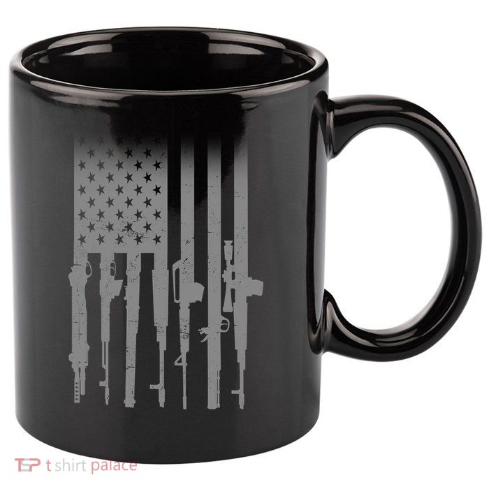 US Gun Flag 11oz C Handle Ceramic Mug