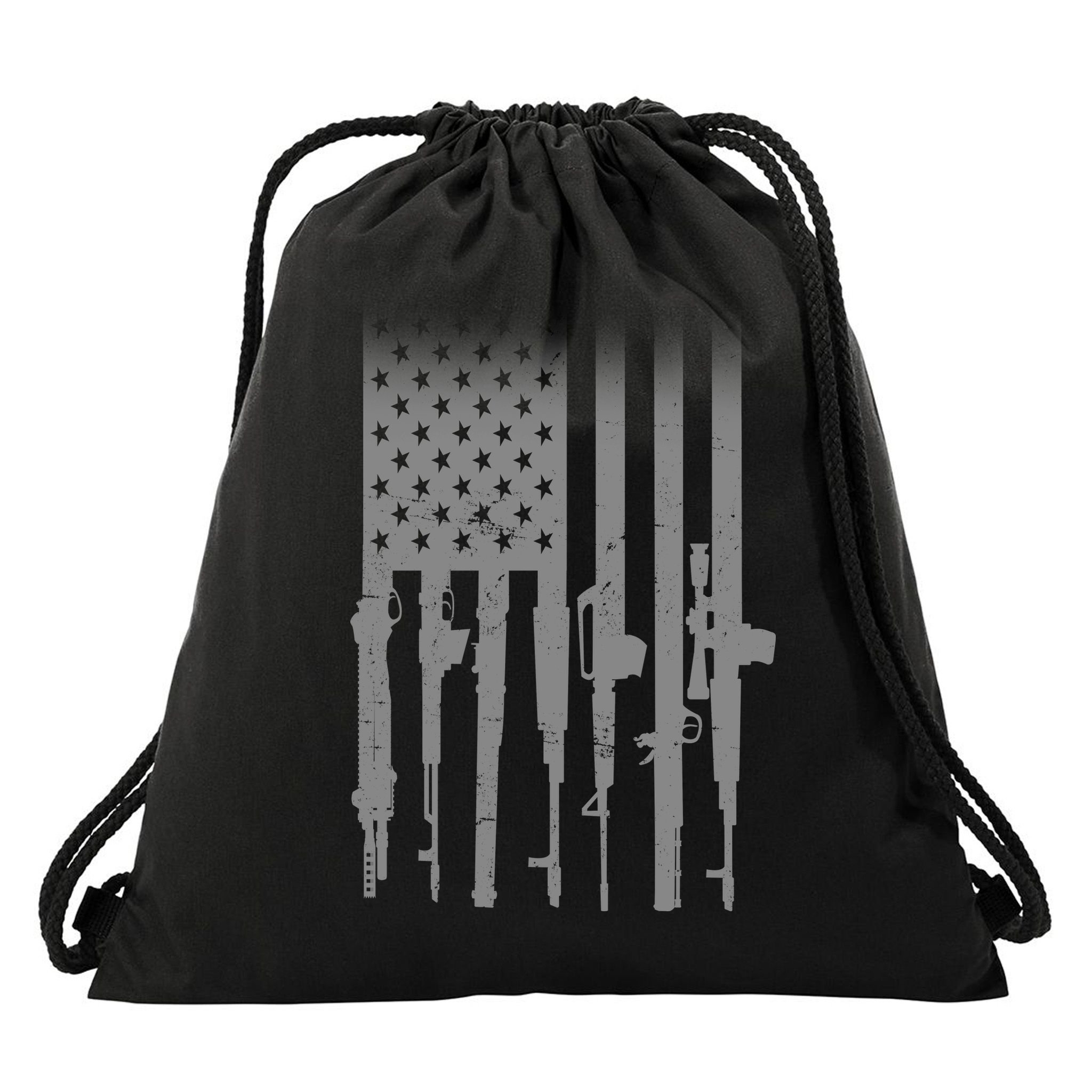 US Gun Flag Drawstring Bag