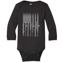 US Gun Flag Baby Long Sleeve Bodysuit