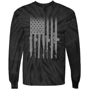 US Gun Flag Tie-Dye Long Sleeve Shirt