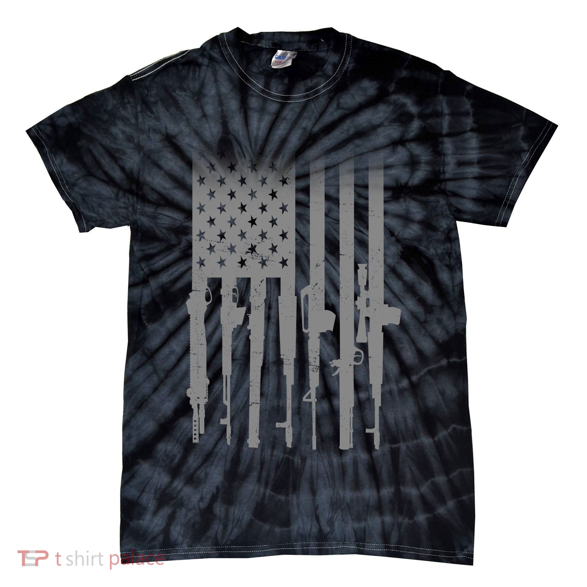 US Gun Flag Tie-Dye T-Shirt