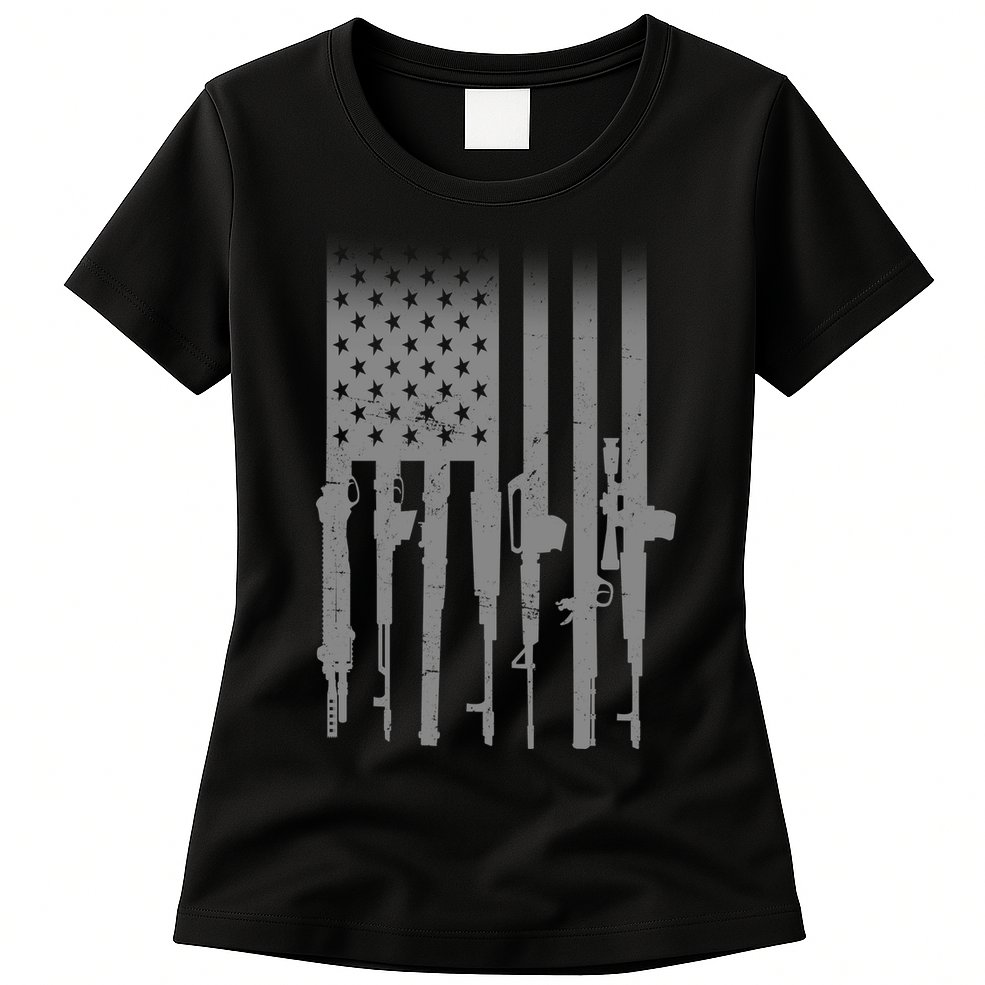 US Gun Flag Womens T-Shirt