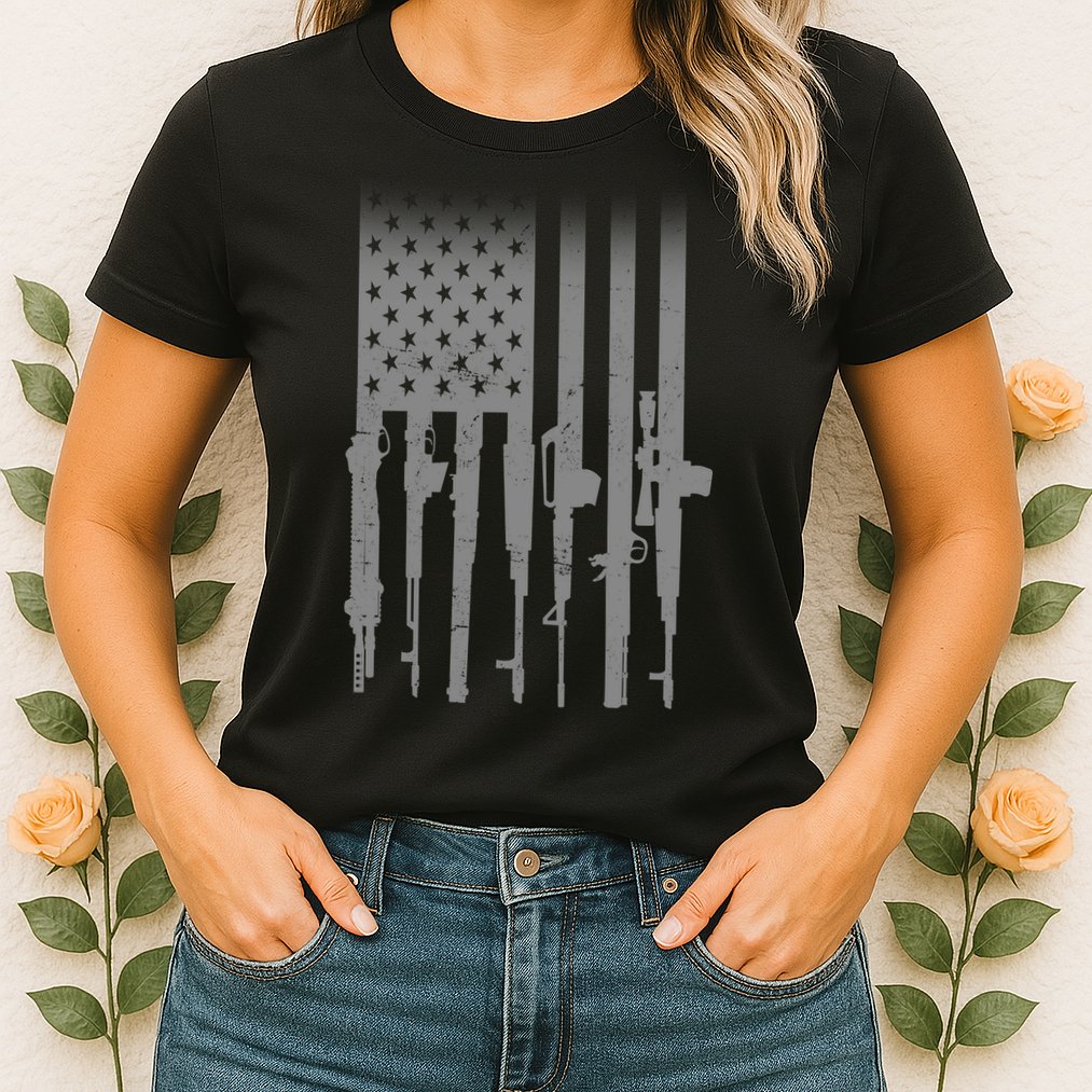 US Gun Flag Womens T-Shirt