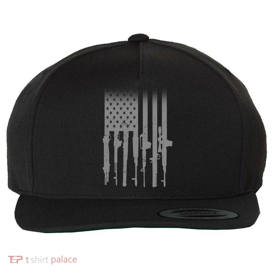 US Gun Flag Wool Snapback Cap