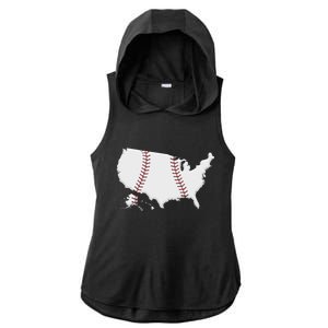 US Map American Baseball Ladies PosiCharge Tri-Blend Wicking Draft Hoodie Tank