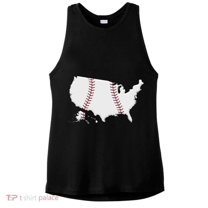 US Map American Baseball Ladies PosiCharge Tri-Blend Wicking Tank