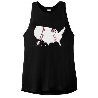 US Map American Baseball Ladies PosiCharge Tri-Blend Wicking Tank