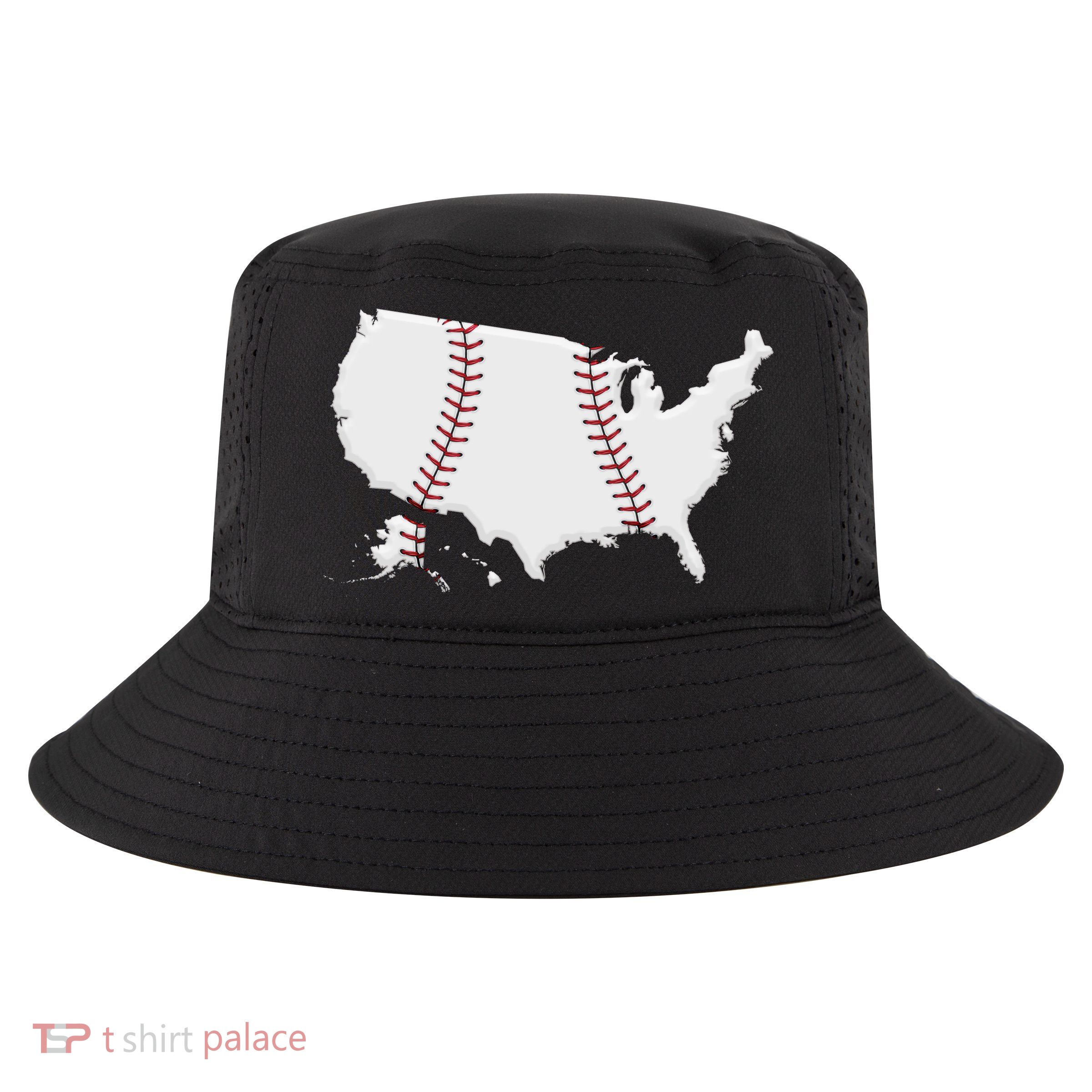 US Map American Baseball Cool Comfort Performance Bucket Hat