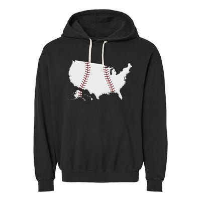 US Map American Baseball Garment-Dyed Fleece Hoodie