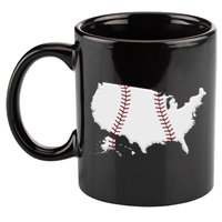 US Map American Baseball 11oz C Handle Ceramic Mug