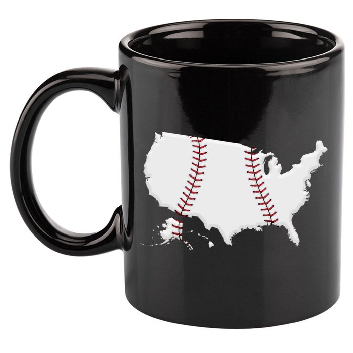 US Map American Baseball 11oz C Handle Ceramic Mug