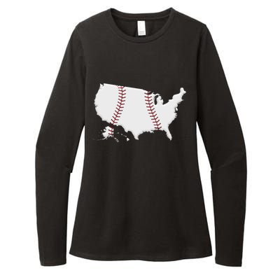 US Map American Baseball Womens CVC Long Sleeve Shirt