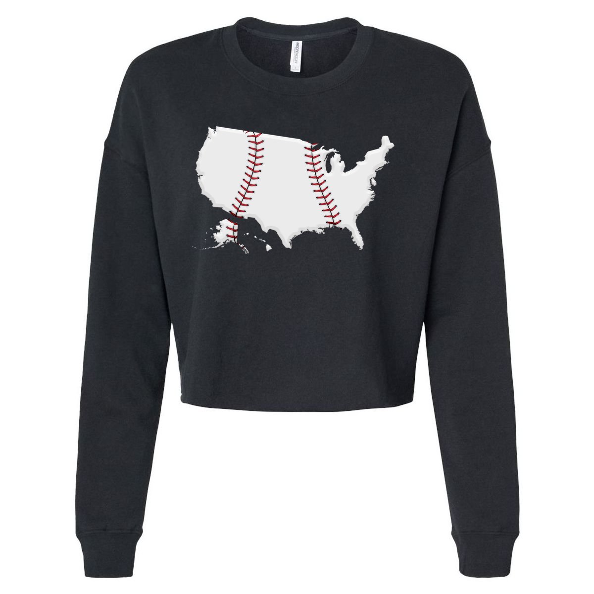 US Map American Baseball Cropped Pullover Crew
