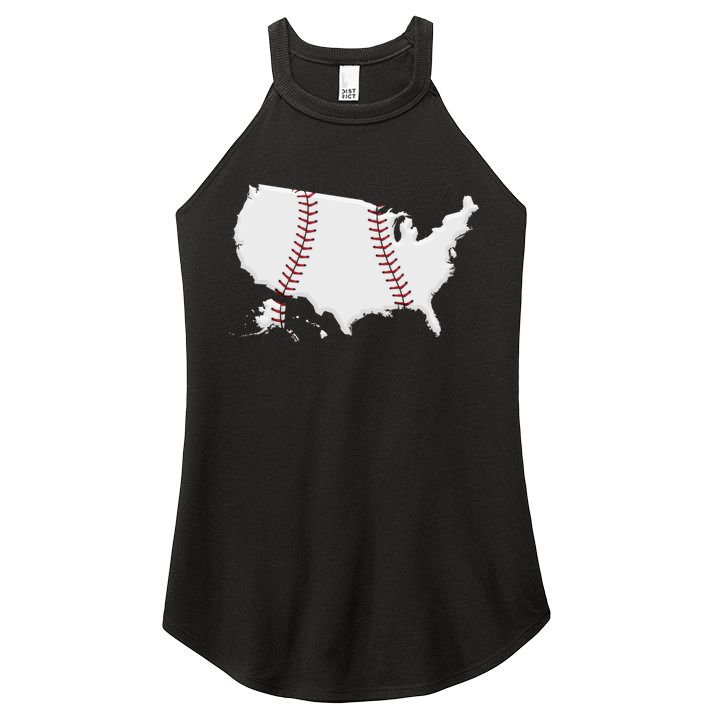 US Map American Baseball Women's Perfect Tri Rocker Tank