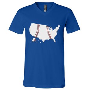 US Map American Baseball V-Neck T-Shirt