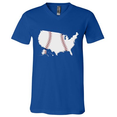 US Map American Baseball V-Neck T-Shirt