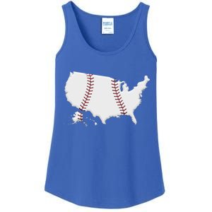 US Map American Baseball Ladies Essential Tank