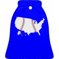 US Map American Baseball Ceramic Bell Ornament