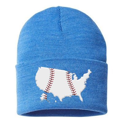 US Map American Baseball Sustainable Knit Beanie