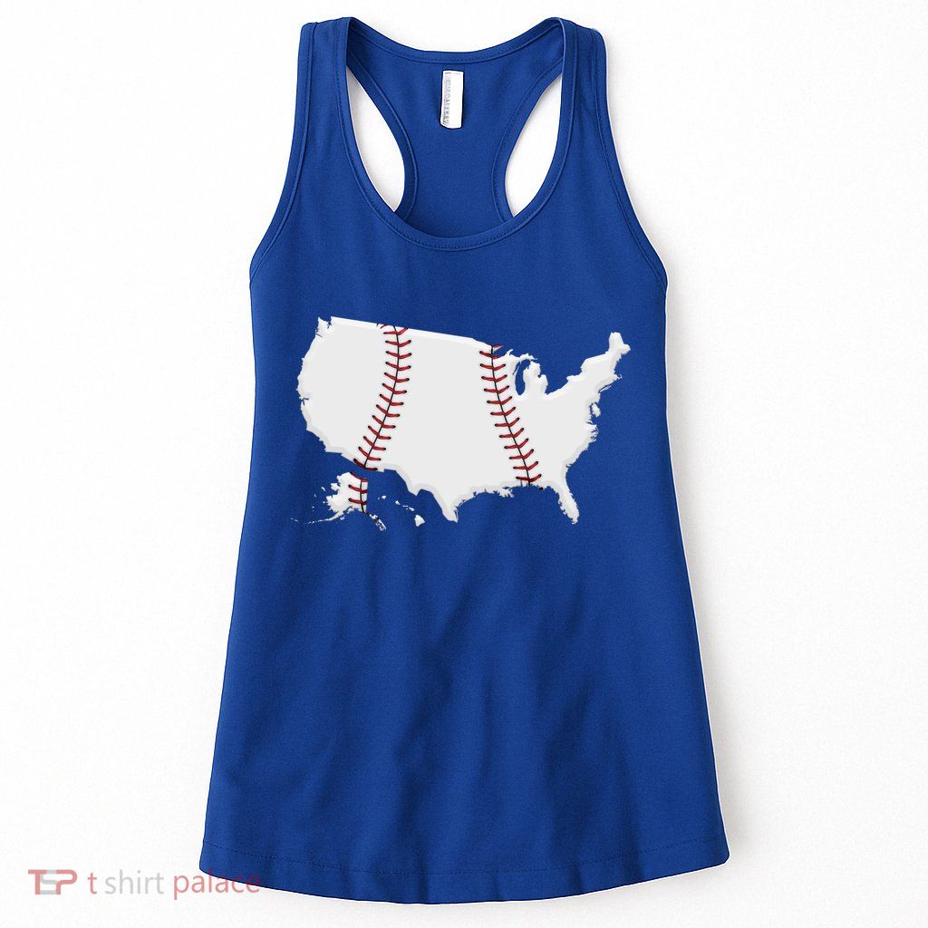 US Map American Baseball Womens Tank Top